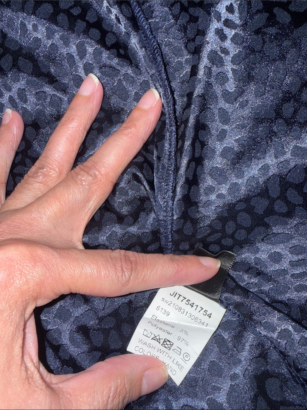 SHEIN Navy Blue Camisole Top subtle tonal leopard/animal print Small - Like New - Picture 4 of 4